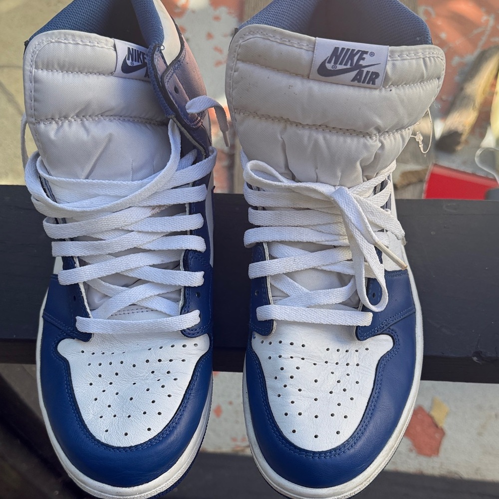 Nike Air Jordan 1s High-Top Sneakers in White and Storm Blue (2016)
